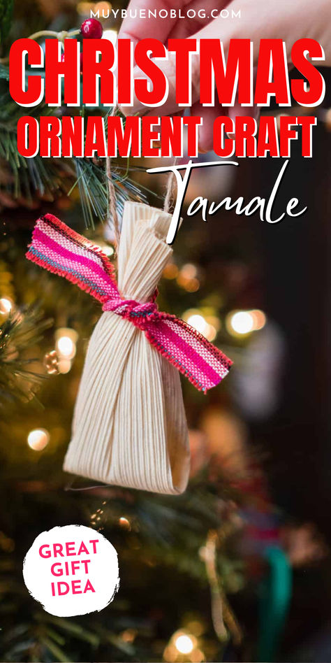 Looking for a fun and creative Christmas ornament craft? Here is a Mexican tamale ornament that will dress up your Christmas tree in a fun way, or make a great DIY Christmas gift for a friend or loved one. Mexican Christmas Crafts, Southwest Christmas Tree, Hispanic Christmas Decorations, Mexican Ornaments Diy, Diy Fiesta Ornament, Mexican Christmas Party, Diy Mexican Christmas Ornaments, Tamale Christmas Ornament, Tamale Ornament