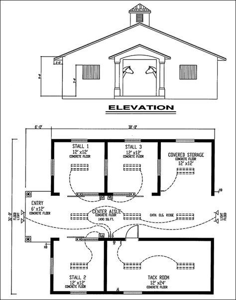 Easy Horse Barn Design Software | CAD Pro Horse Barn Floor Plans, 4 Stall Horse Barn Plans, 4 Stall Horse Barn, Barn Floor Plans, Barns And Stables, Custom Home Floor Plans, Small Horse Barns, Barn Layout, Pallet Barn