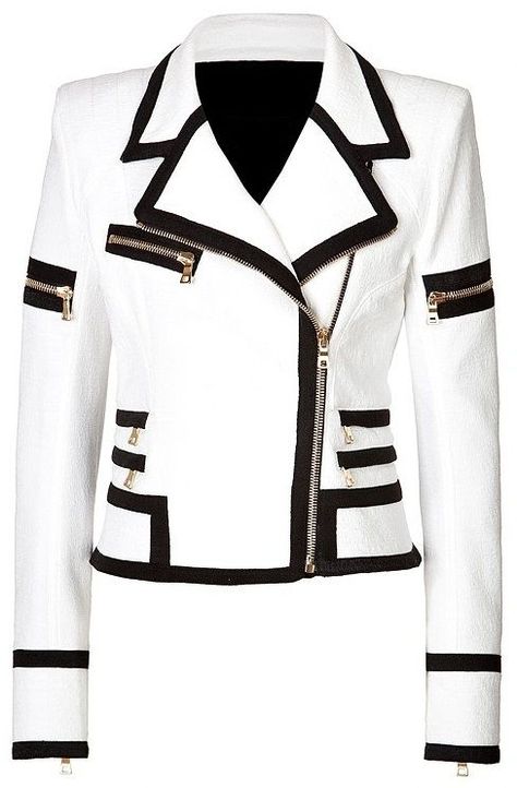 831c2f88a604a07ca94314b56a4921b8desc46092975ri White Leather Jacket, Leather Jacket Style, Couture Mode, Biker Leather, Lady Biker, Black Women Fashion, Leather Jacket Black, White Jacket, Jacket Blazer