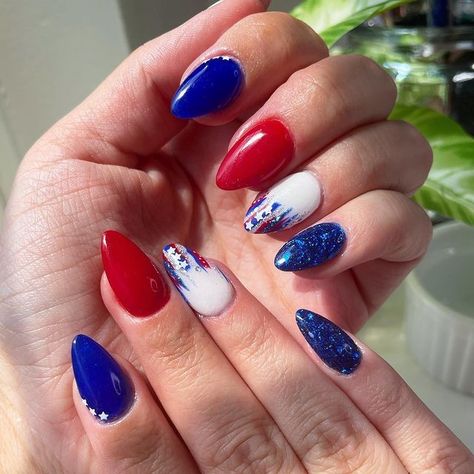 Fourth Of July Nails Short Almond, Forth Of July Nails Almond Shape, 4th Of July Nails Almond Short, 4th Of July Nail Designs Almond Shape, Almond Nails 4th Of July, Fourth Of July Nails Coffin, Almond Fourth Of July Nails, Fourth Of July Nails Almond Shape, 4th Of July Nails Almond Shape