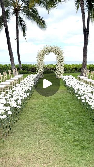 Designs by Hemingway on Instagram: "LUXURY HAWAII WEDDING  CEREMONY /  surrounded with a lush meadow aisle of blooms -  runway style seating & an exquisite backdrop arch for this week’s summer luxe wedding @fsoahu . Congratulations to Kiyo & Shinya! Island of Oahu wedding .  #dbhemingway 
.
.
Planning/ coordination @felicity.leawedding 
Floral design / styling / @dbhemingway 
Structure arch rental @hemingwayfineartstudio 
Chairs @pacificpartyrentals 
Photographer @christineclarkphoto 
Venue @fsoahu @fsoahuevents 
.
.
.
.
.
#fourseasonsoahuwedding #hawaiiwedding #hawaiiweddingceremony #oahuwedding  #fourseasonsoahuceremony #fourseasonsoahuflorist #hawaiiweddingdecor #fourseasonsoahuflorist #hawaiiceremony #oahuceremony #whiteweddingceremony #whiteaisle #japantohawaii #hawaiiluxurywedding #o Wedding Runway Aisle, Runway Wedding Aisle, Honolulu Wedding, White Wedding Ceremony, Backdrop Arch, Instagram Luxury, Oahu Wedding, Wedding Beach Ceremony, Luxe Wedding