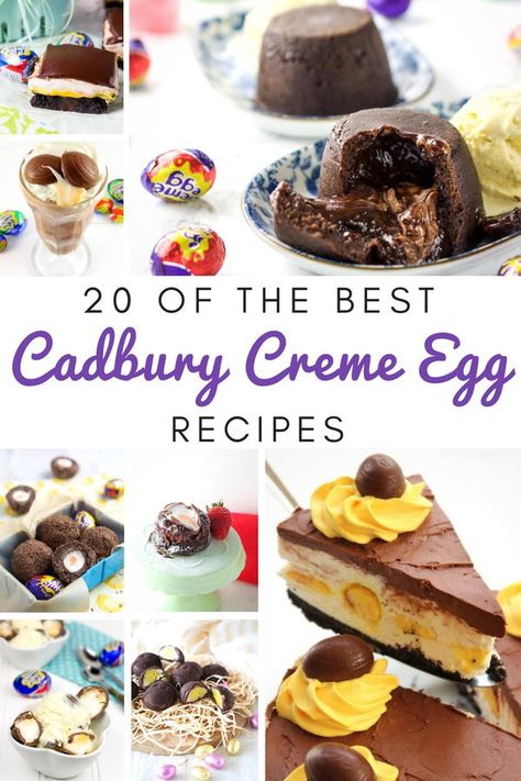 If you ask me, Easter is just not Easter without delicious Cadbury Creme Eggs. The combination of milk chocolate and creamy fondant is absolute perfection. If you love Cadbury Creme Eggs as much as I do, you are going to go crazy for these 20 amazing Cadbury Egg recipe ideas. From cakes and cupcakes to ice cream and gelato, you will find a wide variety of tasty Easter dessert ideas for you to try this Easter. Cadbury Egg Recipes, Baked Egg Recipes, Cadbury Creme Egg Recipes, Egg Recipe Ideas, Creative Egg Recipes, Vegetarian Easter, Best Egg Recipes, Egg Cupcakes, Creme Eggs