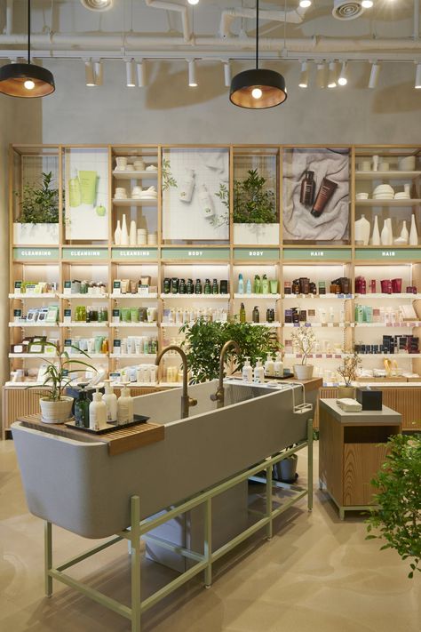 Innisfree Gangnam, Seoul, South Korea | Mapos Architects, DPC | Archinect Gangnam Seoul, Pharmacy Decor, Skincare Store, Pharmacy Design, Store Interiors, Cosmetic Shop, Retail Store Design, Retail Interior, Store Design Interior