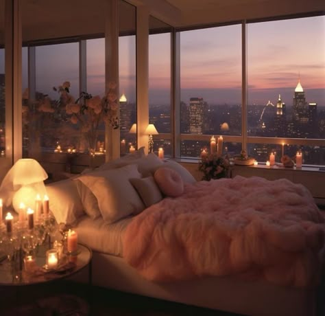 Girly Nyc Apartment, Nyc Condo Aesthetic, Pink Nyc Apartment, Girly Penthouse, 80s Interior Design, Nyc Penthouse, 80s Interior, Dream Life House, Cute Rooms