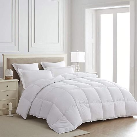 Amazon.com: Down Alternative Quilted Reversible Comforter, Hypoallergenic, Lightweight, Plush Microfiber Fill, Duvet Insert or Stand Alone Spring or Summer Comforter, Teal/White, Full/Queen(88×88 Inch): Kitchen & Dining Duvet Ties, Condo Bedroom, Grey Duvet, White Room Decor, Down Alternative Comforter, Lightweight Bedding, Down Comforters, White Comforter, Soft Comforter