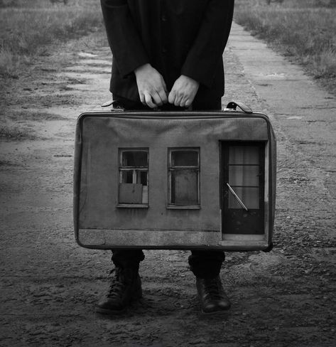 Removal II#home #house #fineatr #instaart #removal #mirekis #suitcase #door #road #hands #surreal #surrealism #bw #photomanipulation #photomontage #human #emotion #polishboy #hands #family #travel #window Surreal Photography, Joseph Cornell, Architectural Sketch, Surrealism Photography, Film Inspiration, Warsaw Poland, Dark Photography, Home House, Instagrammer