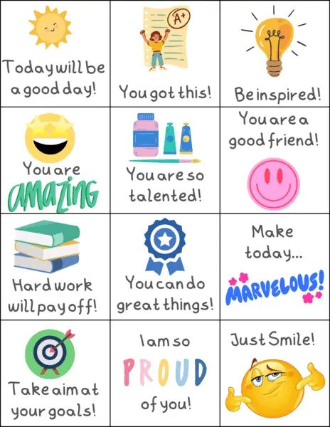 FREE Printable Affirmation Lunchbox Cards Lunch Box Messages For Kids, Carnival Stalls, Grade School Activities, Fireman Sam Birthday Party, Healthy Lunchbox Ideas, School Lunchbox Ideas, Printable Lunch Notes, Notes For Kids Lunches, Lunchbox Cards