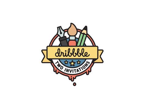 Two Dribbble Invites Art Logo Ideas Creative, Art Store Logo, Art Logo Creative, Art Logo Ideas, Store Logo Design, Paint Logo, Art Logo Design, Painting Logo, Outline Illustration