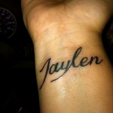 Jaylen Tattoo, Book Tattoo, Name Tattoo, Name Tattoos, Wrist Tattoos, I Tattoo, Tatting, Tattoo Quotes, Body Art