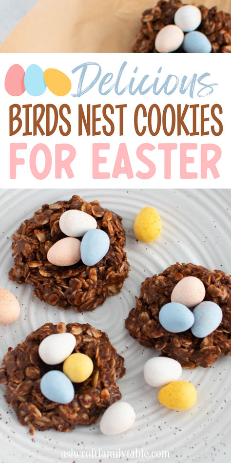 Easter dessert gluten-free birds nest cookies with Cadbury mini eggs. Egg Nests Easter, Birds Nest Dessert, Easter Birds Nest Cookies, Egg Nest Cookies, Easter Nest Treats, Birds Nest Cookies, Easter Birds Nest, Cadbury Mini Eggs, Easter Festivities