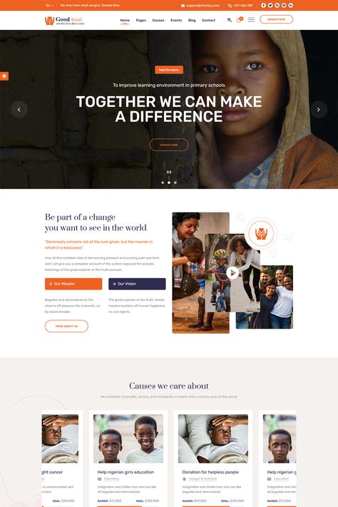 GoodSoul Charity & Fundraising WordPress Theme is a purpose-driven and comprehensive theme designed for nonprofits, charitable organizations, and fundraisers. Charity Website Design Inspiration, Charity Social Media Design, Ngo Website Design, Charity Website Design, Food Scarcity, Nonprofit Website Design, Charity Websites, Nonprofit Website, Word Template Design