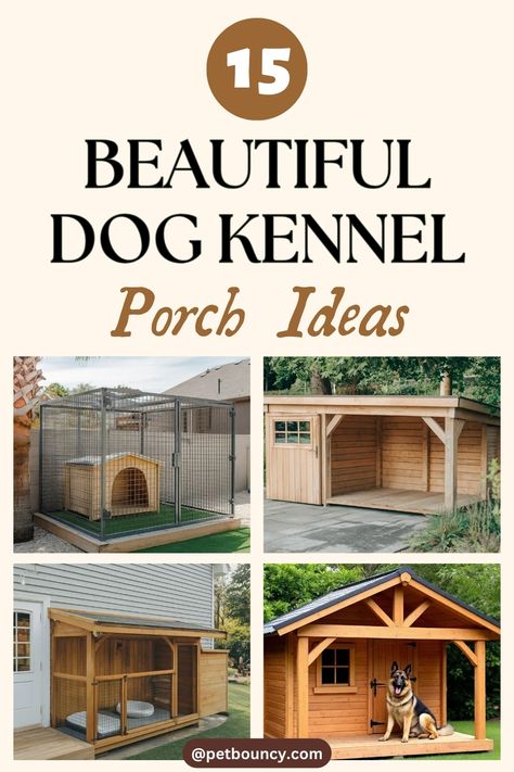 If your four-legged friend loves basking in fresh air, then a dog kennel with a porch is a must-have. It’s such a cute way to protect them from the elements while giving them their own outdoor hangout. See how people are making it happen and save the ideas for later! Dog Enclosure Ideas Outdoor, Outdoor Dog Kennel Ideas, Verandah Ideas, Outdoor Hangout, Dog Heaven, Dog Kennel Outdoor, Cozy Outdoor, Porch Design, Dogs Of The World