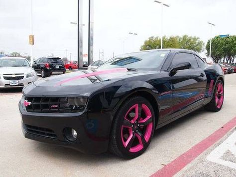 Black Camaro with pink details Pink Camaro, Black Camaro, Chevy Girl, Sweet Cars, Pink Car, Camaro Ss, Pretty Cars, Black Car