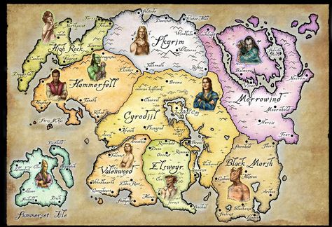 The Races of Tamriel by TehWoodElf on deviantART Tamriel Map, Elder Scrolls Map, Skyrim Map, Elder Scrolls Lore, Elder Scrolls Games, Elder Scrolls Art, Elder Scrolls Skyrim, Map Template, Elder Scrolls V Skyrim