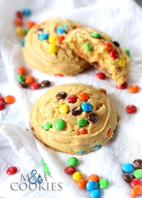 The Best M&M Cookies Pudding Cookies Recipes, Cookies And Cups, Easy Puddings, Gooey Cookies, Pudding Cookies, Good Eat, Recipes Vegetarian, Yummy Sweets, Easy Cookies