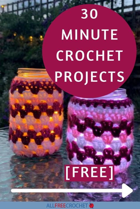 20 Fun 30 Minute Crochet Projects: Wish you had the time to crochet? Look no further than this collection of 30 minute crochet projects that'll have you stitching in no time! 30 Minutes Crochet Projects, Crochet 30 Minutes, 5 Minute Crochet Projects, Things To Crochet In 10 Minutes, 30 Minute Crochet Projects, 30 Minute Crochet, Crochet Projects Easy, Crochet Room, Crochet Project Free