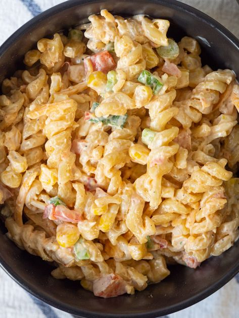 Ranch Taco Pasta Salad?utm_source=12tomatoes Ranch Taco Pasta Salad, Taco Pasta Salad, Homemade Comfort Food, Ranch Pasta Salad, Taco Pasta, Best Pasta Salad, 12 Tomatoes, Pasta Salads, Favorite Side Dish