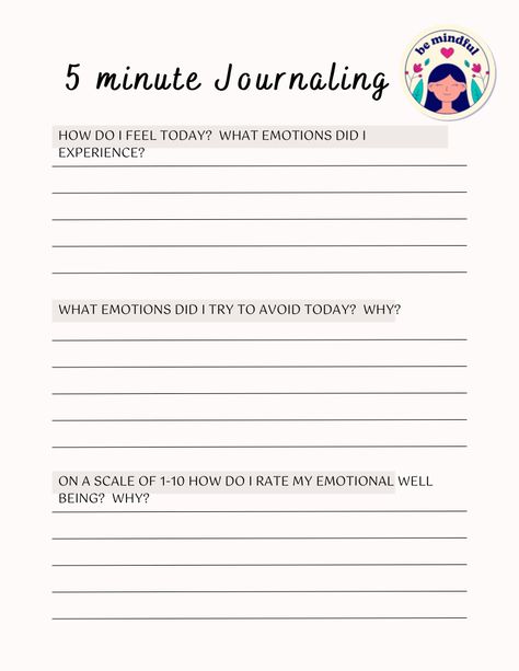 Easy 5 minute journaling. Group Work, Emotional Wellness, I Tried, Mindfulness, Feelings, Quick Saves