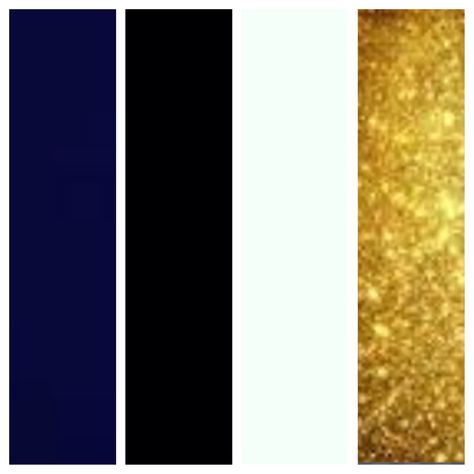 Perfect wedding colors!! Navy blue, black,white, and gold Dark Blue Black And Gold Wedding, Black Navy Gold Wedding, Black Blue Gold Wedding, Black White Blue Gold Color Palette, Black Blue And Gold Wedding, Color Schemes With Navy Blue, Color Schemes With Navy, Graduation Color Schemes, Black And Navy Wedding