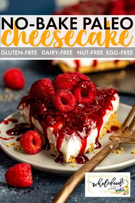 No-bake Paleo Cheesecake - WholeFoodFor7 Paleo Cheesecake Recipes, Paleo No Bake Cheesecake, Aip Cheesecake, Gf Cheesecake, Paleo Cheesecake, Dairy Free Cheesecake, Thanksgiving Foods, Autoimmune Paleo Recipes, Pumpkin Sugar Cookies