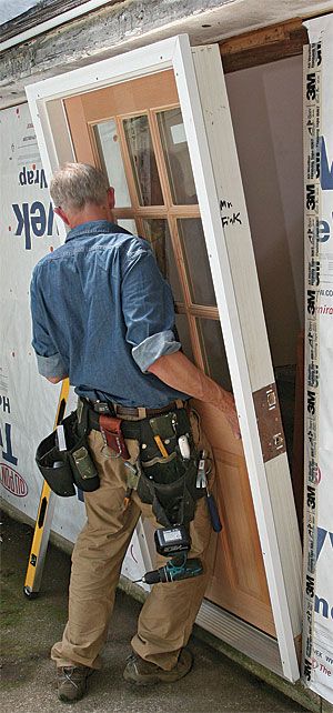 Install a Prehung Exterior Door - Fine Homebuilding Article Installing Exterior Door, Prehung Exterior Door, Prehung Doors, Home Fix, Door Repair, Diy Home Repair, Door Installation, Home Repairs, Exterior Door