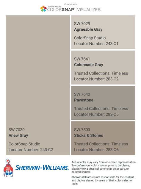 Anew Gray Sherwin Williams, Sherwin Williams Paint Neutral, Agreeable Gray Sherwin Williams, Anew Gray, Sherwin Williams Gray, Trim Colors, Agreeable Gray, Cabinet Paint Colors, Sherwin Williams Colors