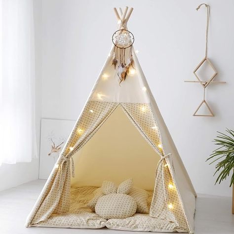 Amazon.com: TreeBud Teepee Tent for Kids,Foldable Play Tents for Girl and Boy with Carrybag,Canvas Tipi Kid Playhouse for Tent Indoor Outdoor (Beige) : Toys & Games Kid Playhouse, Tent For Kids, Kids Teepee Tent, Play Tents, Kids Tents, Canvas Tent, Teepee Tent, Kids Playhouse, Girl And Boy