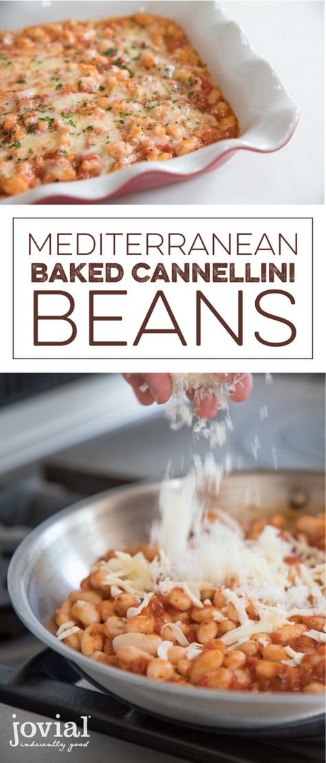 Bean Recipes Mediterranean, Baked White Beans, Mediterranean Baked Beans, Bean Dinner Ideas, Baked Cannellini Beans, Canelli Bean Recipes, Recipes With Cannellini Beans, Mediterranean Bean Recipes, Canelli Beans Recipe