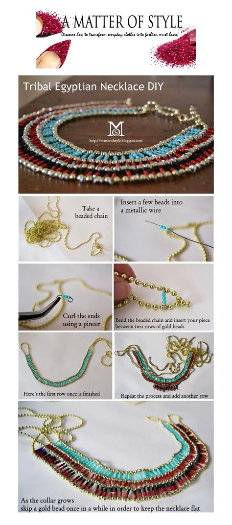 Egyptian Diy Costume, Egyptian Inspired Jewelry, Diy Pearl Necklace, Egyptian Necklace, Egyptian Inspired, Trendy Jewerly, Long Pearl Necklaces, Hippie Bracelets, Necklace Tutorial