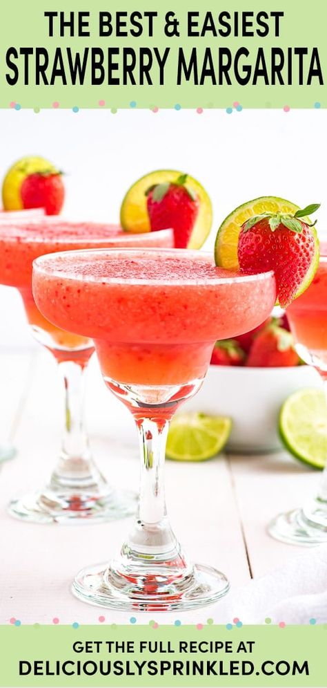 Chill Out with Frozen Strawberry Margaritas! Our refreshing and fruity frozen cocktail recipe is perfect for sipping on hot summer days or whenever you're in the mood for a sweet and tangy treat. Made with luscious frozen strawberries, zesty lime juice, smooth tequila, and a touch of agave syrup, this frosty concoction is a delightful blend of sweet and sour flavors with a hint of boozy kick. Frozen Strawberry Margarita Recipe, Limeade Margarita, Heathy Drinks, Strawberry Margaritas, Frozen Strawberry Margarita, Strawberry Margarita Recipe, Cocktail Tequila, Tiny Chef, Potato Chip Cookies