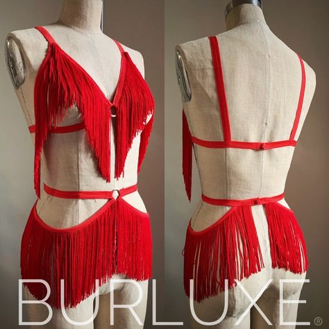 Gogo Outfits, Go Go Dancing, Burlesque Bra, Crochet Lingerie, Pole Dancing Clothes, Vintage Burlesque, Burlesque Costumes, Burlesque Costume, Black Fringe