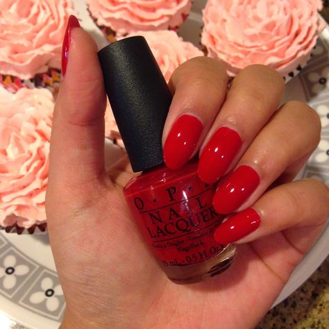 Red Hot Rio Opi Gel, Red Nails Opi Gel, Opi Red Colors, Opi Gel Red Colors, Red Hot Nails, Red Opi Gel Polish, Bright Red Orange Nails, Opi Red Nails, Opi Red Nail Polish Shades