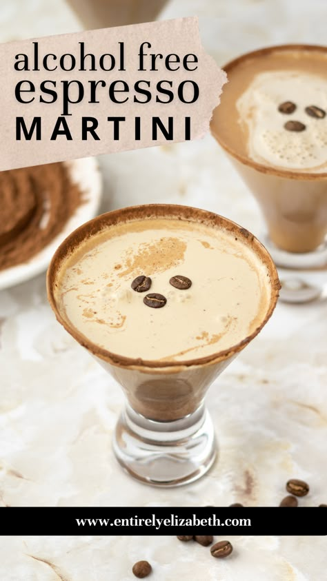 This alcohol free Espresso Martini Mocktail is bold, sweet, and a delicious non alcoholic pick me up. It is made using simple ingredients and shakes up in seconds. You will love it for girl's night! Espresso Martini Ingredients, Martini Party, Espresso Martini Recipe, Alcohol Free Drinks, Drink Recipes Nonalcoholic, Easy Halloween Food, Non Alcoholic Cocktails, Martini Recipes, Scrumptious Desserts