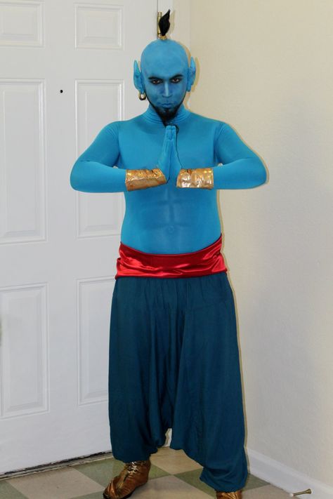 DIY Genie Costume from Aladdin - Costume Yeti Genie Costume Aladdin, Aladdin Costume Diy, Diy Genie Costume, Aladdin Genie Costume, Aladdin Play, Aladdin Halloween, Morph Suit, Aladdin Jr, Genie Costume