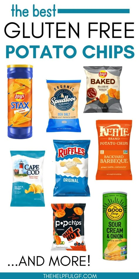 Gluten Free Potato Chips, Healthy Snacks Gluten Free, Gluten Free Chips, Celiac Diet, Gluten Free Food List, Snacks Gluten Free, Gluten Free Info, Gluten Free Items, Gluten Free Guide