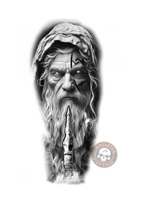 Tattoo Odin, Tattoo Pierna, Arte Viking, Vikings Tattoo, Norse Myth, Cool Chest Tattoos, Viking Tattoo Design, Viking Art, Viking Tattoos