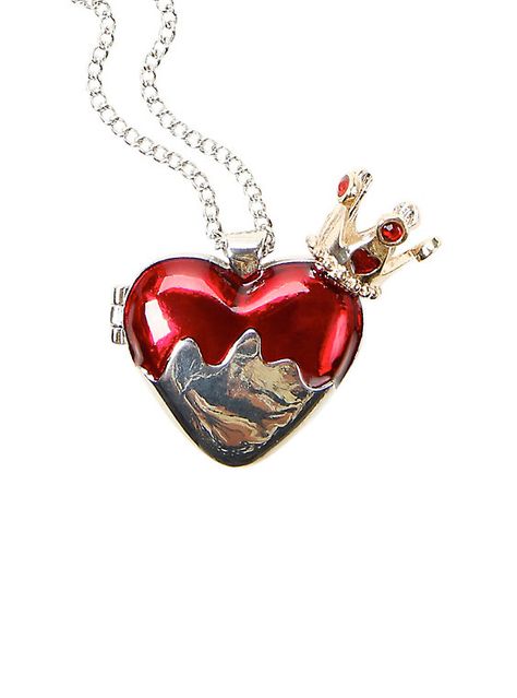 Disney Alice In Wonderland Red Queen Heart Locket, Alice In Wonderland Red Queen, Yellow Gold Heart Necklace, Jewelry Locket, Locket Gold, Disney Necklace, Crown Pendant Necklace, Red Heart Necklace, Bijoux Art Nouveau, Gold Heart Locket