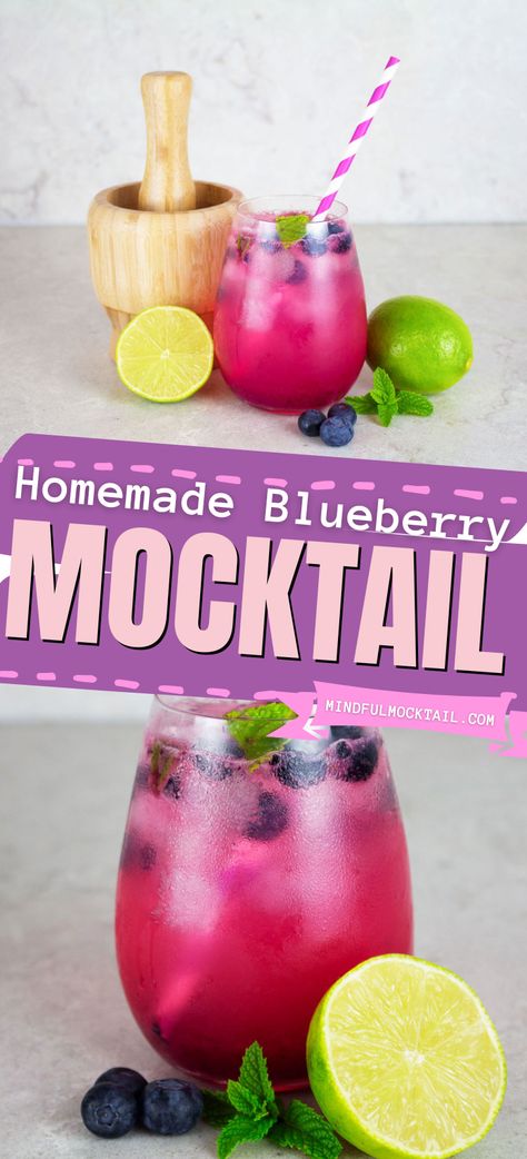 I love this blueberry mocktail recipe for all seasons. The sweet flavour makes it perfect for adults and a great mocktail for kids. Blueberry Mocktail, Blueberry Drink, Lemonade Refresher, Limeade Drinks, Summer Drinks Alcohol Recipes, Blueberry Drinks, Homemade Blueberry Syrup, Easy Mocktails, Lime Drinks