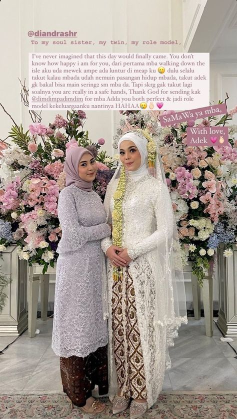 Wedding Dress Hijab Adat Jawa, Bestie Wedding Caption, Caption Pernikahan, Pengantin Jawa Hijab, Ucapan Wedding, Akad Dress, Bali Wedding Dress, Muslim Wedding Hijab, Wedding Dress Hijab