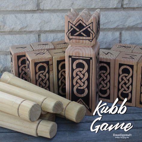 Kubb Game, Woodcraft Ideas, Viking Chess, Outdoor Toy Storage, Outdoor Yard Games, Viking Party, Spinners Diy, Carnival Crafts, Yard Game