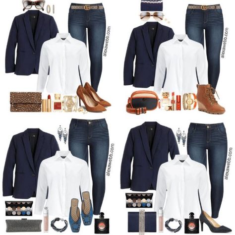 Weekend Inspiration Archives - Alexa Webb White Shirt Blue Jeans Outfit Women Plus Size, White Shirt Outfit Plus Size, How To Style A Blazer With Jeans, Navy Blue Blazer Outfit Women, Blazer Jeans Outfit Women, Navy Blazer Outfit Women, Navy Blazer Outfit, Plus Size On A Budget, Blue Blazer Outfits For Women