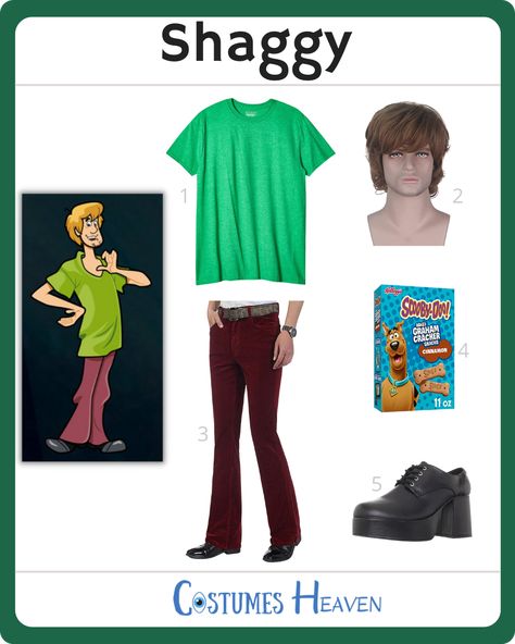 Shaggy Costume Men, Shaggy Scooby Doo Costume, Shaggy Costume Female, Shaggy Cosplay, Scooby Doo Cosplay, Shaggy Costume, Short Brown Wig, Scooby Doo Costumes, Shaggy Scooby Doo