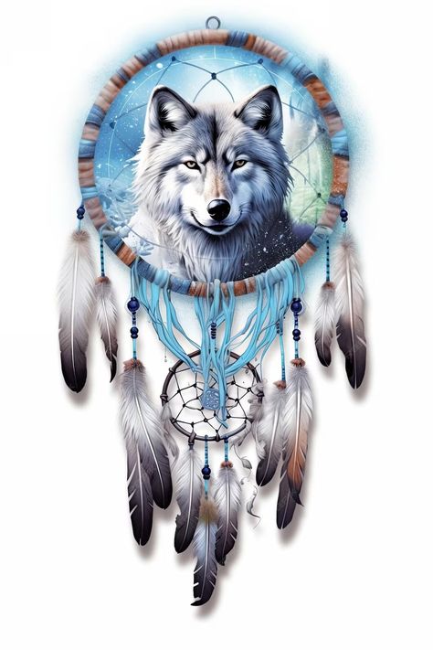 Dreamcatcher Tattoo For Men, Wolf Dreamcatcher Tattoo, Wolf Girl Tattoos, Wolf Dreamcatcher, Dream Catcher Tattoo Design, Buddha Tattoos, Buddha Tattoo, Foam Art, Dream Catcher Art