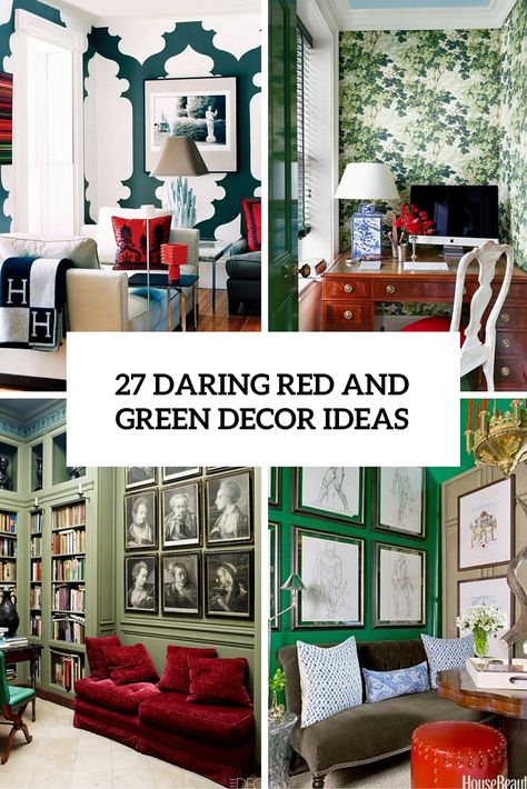 27 Daring Red And Green Interior Décor Ideas - DigsDigs Red And Green Bedroom Aesthetic, Red And Green Living Room Ideas, Green And Red Living Room, Red And Green Living Room, Red Green Living Room, Green And Green Furniture, Green And Red Kitchen, Red And Green Bedroom, Red And Green Interior