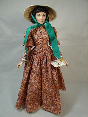 Scarlett wearing alternate hat with no apron | Franklin Mint… | Flickr Dolls House Figures, Dress Barbie Doll, Crochet Doll Dress, Lady Doll, Barbie Gowns, Franklin Mint, Doll Costume, Gone With The Wind, Barbie Dress