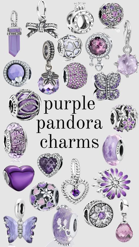 Pandora Purple, Pandora Bracelet Charms Ideas, Pandora Bracelet Designs, Pandora Jewelry Charms, Pandora Bracelet Charms, Jewelry Fashion Trends, Jewelry Essentials, Fancy Jewelry, Cute Bracelets