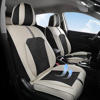 Waterproof Leather Car Seat Covers Full Set Universal for Most 5 Seat Vehicles, Sedans, SUV, Trucks, Pick-ups, Vans - Off-white Car Seat Covers Full Set, Leather Car Seat Covers, Leather Car Seats, Suv Trucks, Car Seat Cover, Sedans, Car Seat Covers, Carseat Cover, Seat Covers