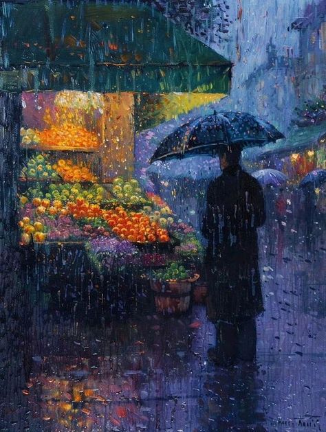 Rainy Day Drawing, Umbrella Painting, Drawing Competition, Rainy Day Aesthetic, Rain Painting, Rain Art, Great Works Of Art, Love Rain, City Painting