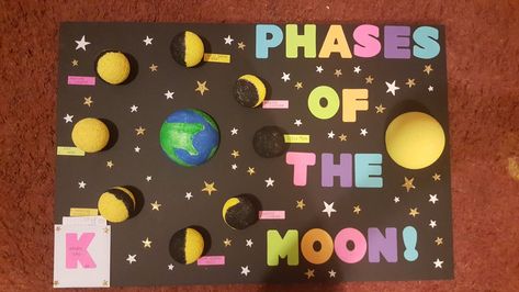 Phases of the Moon project Moon Cycle Project, Moon Phase Project Ideas, Moon Phases Project For Kids, Phases Of The Moon Project, Moon Phase Project, Fruits Craft, Moon Activities, Space Crafts For Kids, School Science Projects