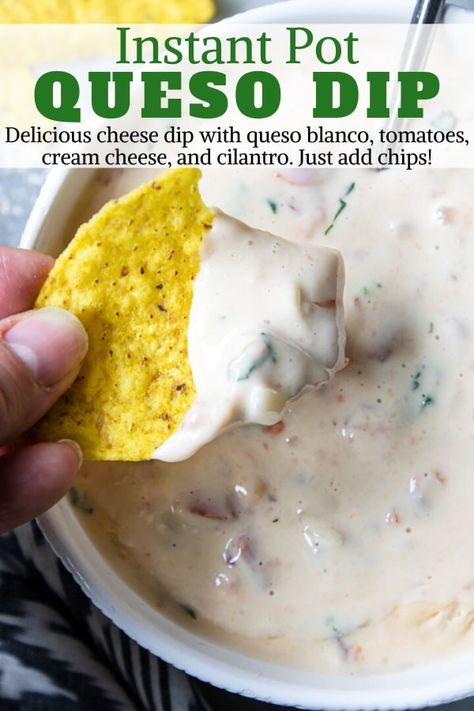 Instant Pot Queso Dip, Velveeta Queso Blanco, Instant Pot Queso, Queso Soup, Cream Cheese Rotel, Dinner Instant Pot, Queso Blanco Dip, White Cheese Dip, Queso Dip Recipes